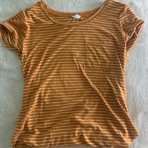 Garage orange and white striped tee